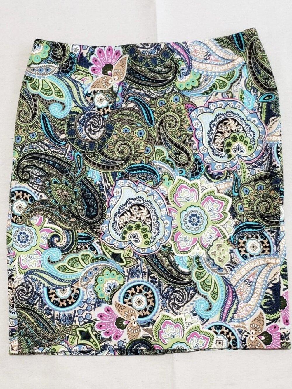 VTG Talbots Women's Size 8 Petite Skirt Paisley Straight Stretch Cotton Blend